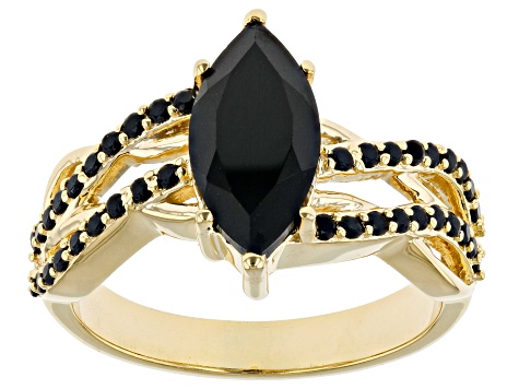 Black Spinel 18k Yellow Gold Over Sterling Silver Ring 2.02ctw