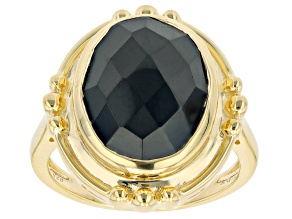 Black Spinel 18k Yellow Gold Over Sterling Silver Ring 9.05ct