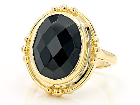 Black Spinel 18k Yellow Gold Over Sterling Silver Ring 9.05ct