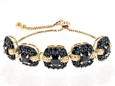 Black Spinel 18k Yellow Gold Over Sterling Silver Adjustable Bolo Bracelet 6.79ctw