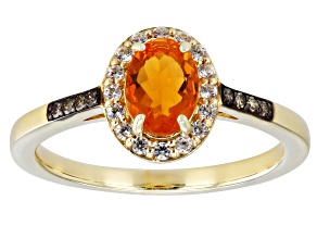 Orange Fire Opal 18k Yellow Gold Over Sterling Silver Ring 0.56ctw