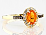 Orange Fire Opal 18k Yellow Gold Over Sterling Silver Ring 0.56ctw