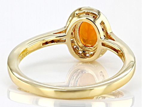 Orange Fire Opal 18k Yellow Gold Over Sterling Silver Ring 0.56ctw