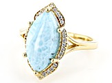 Blue Larimar 18k Yellow Gold Over Sterling Silver Ring 0.26ctw