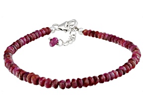Red Ruby Rhodium Over Sterling Silver Bracelet
