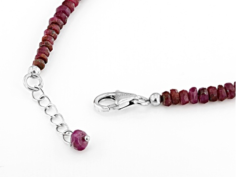 Red Ruby Rhodium Over Sterling Silver Bracelet