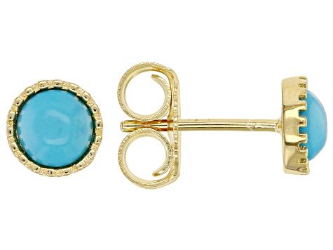 Blue Sleeping Beauty Turquoise 18k Yellow Gold Over Sterling Silver ...