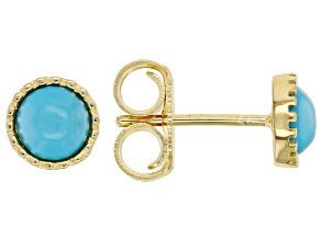 Blue Sleeping Beauty Turquoise 18k Yellow Gold Over Sterling Silver Stud Earrings