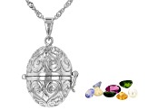 Multicolor Multi-Gem Rhodium Over Sterling Silver  Prayer Box Pendant With Chain 1.27ctw