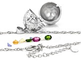 Multicolor Multi-Gem Rhodium Over Sterling Silver  Prayer Box Pendant With Chain 1.27ctw