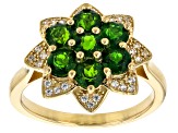 Green Chrome Diopside 18k Yellow Gold Over Sterling Silver Cluster Ring 1.82ctw