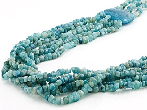 Aquamarine Rhodium Over Sterling Silver Beaded Necklace - CIH126 ...