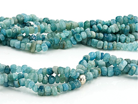 Aquamarine Rhodium Over Sterling Silver Beaded Necklace - CIH126 ...