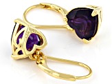Purple Amethyst 18K Yellow Gold Over Sterling Silver Solitaire Dangle Earrings 2.79ctw