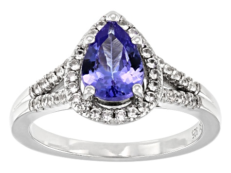 Blue Tanzanite Rhodium Over Sterling Silver Ring 1.17ctw