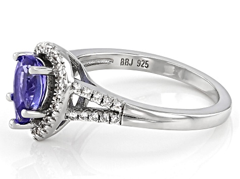 Blue Tanzanite Rhodium Over Sterling Silver Ring 1.17ctw