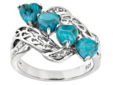 Blue Turquoise Rhodium Over Sterling Silver Ring. 0.19ctw