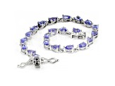 Pear-shaped Tanzanite Rhodium Over Sterling Silver Bracelet 5.25ctw