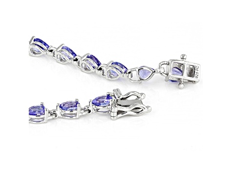 Pear-shaped Tanzanite Rhodium Over Sterling Silver Bracelet 5.25ctw