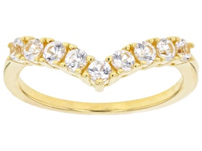White Lab Created Sapphire 18k Yellow Gold Over Sterling Silver Ring 0.61ctw