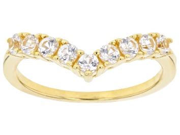 Picture of White Lab Created Sapphire 18k Yellow Gold Over Sterling Silver Ring 0.61ctw