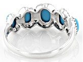 Blue Sleeping Beauty Turquoise Rhodium Over Sterling Silver Ring 7x5mm, 6x4mm, And 5x3mm