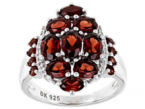 Vermelho Garnet™ Rhodium Over Sterling Silver Ring 4.28ctw