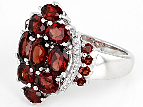Vermelho Garnet™ Rhodium Over Sterling Silver Ring 4.28ctw