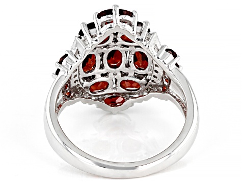 Vermelho Garnet™ Rhodium Over Sterling Silver Ring 4.28ctw