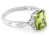 Green Peridot Rhodium Over Sterling Silver Ring 2.27ctw
