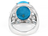 Blue Turquoise Rhodium Over Sterling Silver Ring 16x12mm
