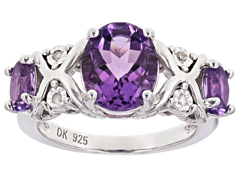 Purple Amethyst Rhodium Over Sterling Silver Ring 2.80ctw
