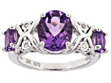 Purple Amethyst Rhodium Over Sterling Silver Ring 2.80ctw