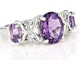 Purple Amethyst Rhodium Over Sterling Silver Ring 2.80ctw