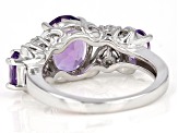 Purple Amethyst Rhodium Over Sterling Silver Ring 2.80ctw