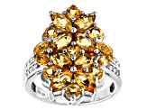 Golden Citrine Rhodium Over Sterling Silver Ring 2.68ctw