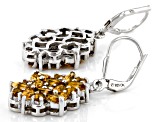 Golden Citrine Rhodium Over Sterling Silver Dangle Earrings 3.60ctw