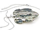 Multi-Color Abalone Shell Rhodium Over Silver Pendant with Chain
