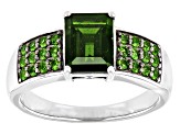 Green Chrome Diopside Rhodium Over Sterling Silver Ring 1.61ctw