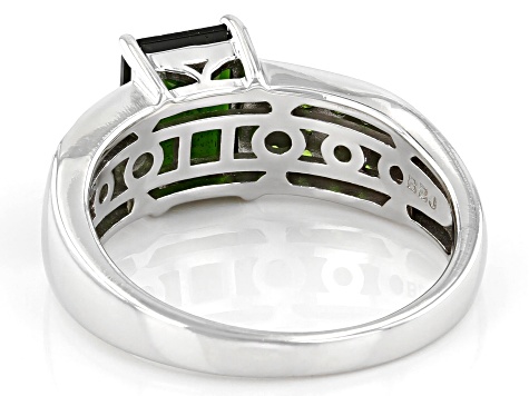 Green Chrome Diopside Rhodium Over Sterling Silver Ring 1.61ctw