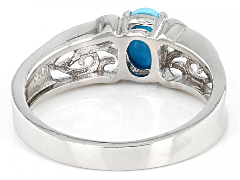 Blue Sleeping Beauty Turquoise Rhodium Over Sterling Silver Solitaire Ring