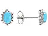 Blue Sleeping Beauty Turquoise Rhodium Over Sterling Silver Stud Earrings