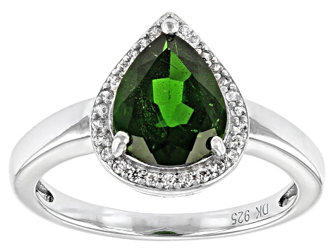 Green Chrome Diopside Platinum Over Sterling Silver Ring 2.12ctw