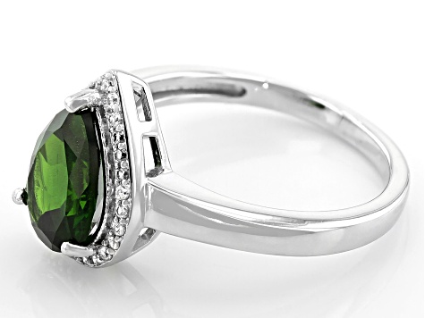 Green Chrome Diopside Platinum Over Sterling Silver Ring 2.12ctw