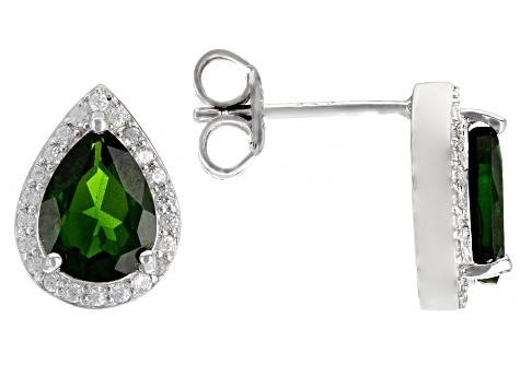 Green Chrome Diopside Platinum Over Sterling Silver Stud Earrings 2.30ctw