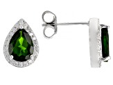 Green Chrome Diopside Platinum Over Sterling Silver Stud Earrings 2.30ctw