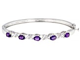 Purple Amethyst Rhodium Over Silver Bangle Bracelet 1.95ctw