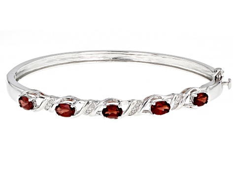 Red Vermelho Garnet™ Rhodium Over Sterling Silver Bangle Bracelet 2.60ctw