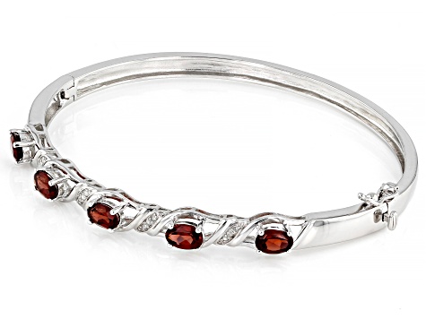 Red Vermelho Garnet™ Rhodium Over Sterling Silver Bangle Bracelet 2.60ctw