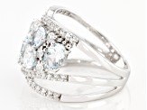 Aquamarine Rhodium Over Sterling Silver Ring 2.35ctw